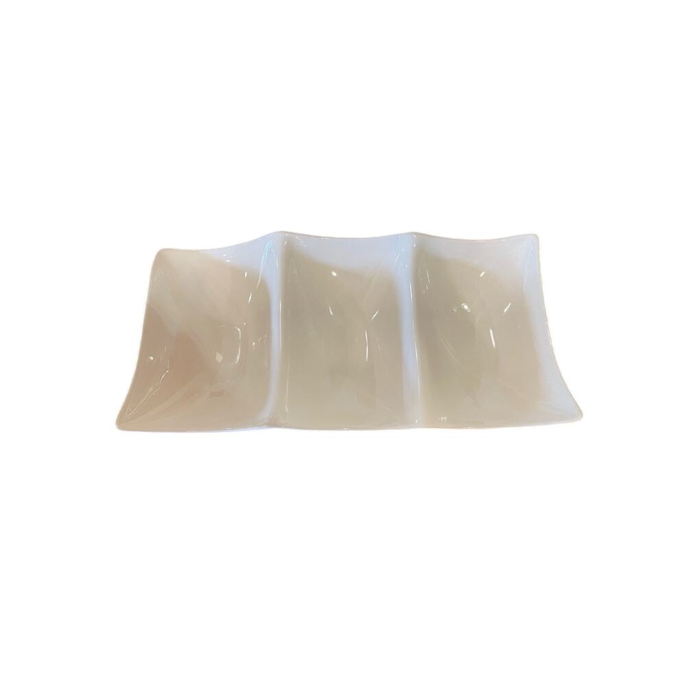 Ceramic Modern Serving Dish Bright White Wavy